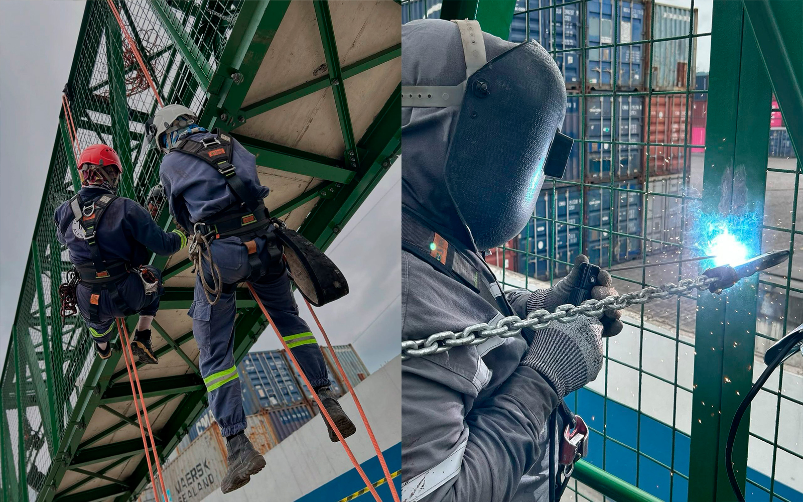 Montagem de estrutura metálica com alpinismo industrial em São Paulo